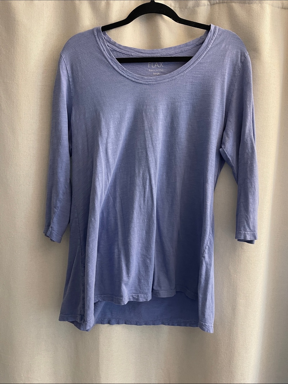 Flax .. cotton Relaxed Scoop Neck Top in Lavender Blue